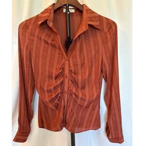 Sage the Label Rust Orange Blouse XS 70s Inspired Boho Vintage Style